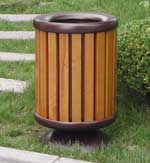 圆形钢木垃圾桶